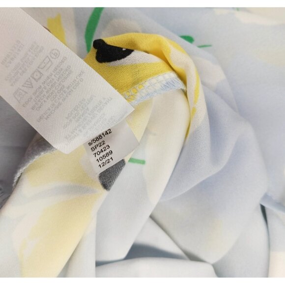 Ann Taylor Petite Small PS Floral Print Light Blue Yellow Top Blouse Floral - Picture 11 of 11